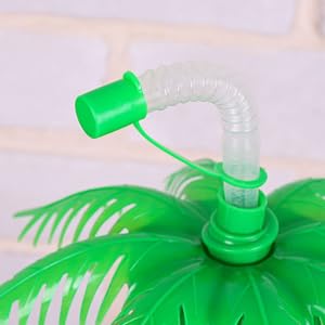 12oz. Palm Tree Plastic Cup with Straw