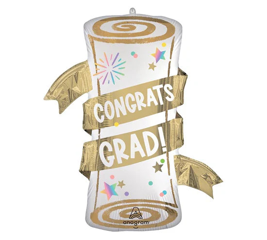 28" Diploma Shaped Congrats Grad Foil Balloon