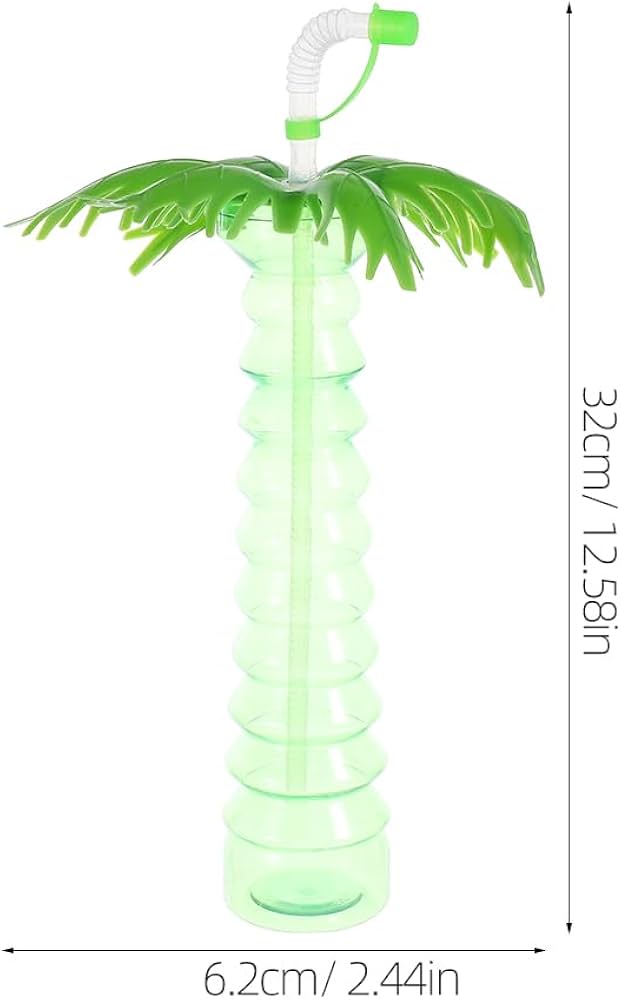 12oz. Palm Tree Plastic Cup with Straw