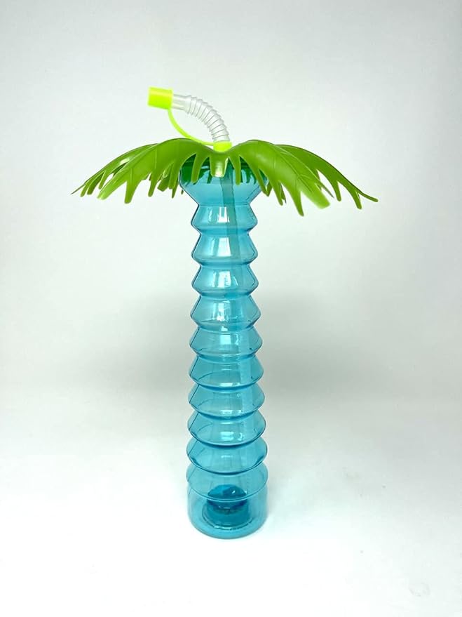 12oz. Palm Tree Plastic Cup with Straw