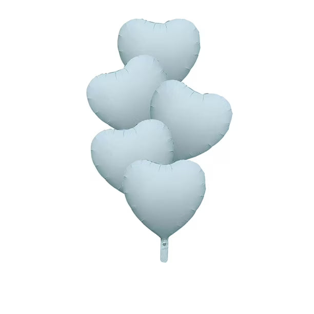 18" Pastel 5 Pcs Heart Foil Balloon