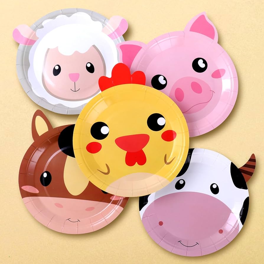 Farm Animals Disposable Paper Plates