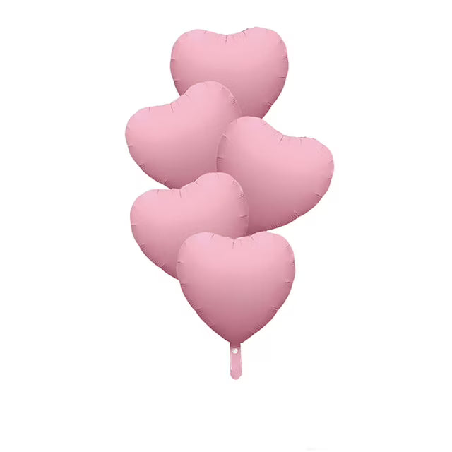 18" Pastel 5 Pcs Heart Foil Balloon
