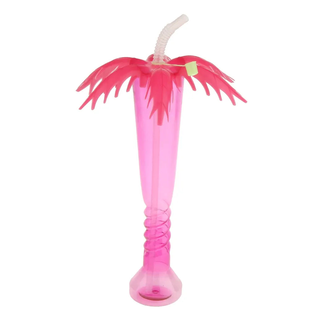 12oz. Palm Tree Plastic Cup with Straw
