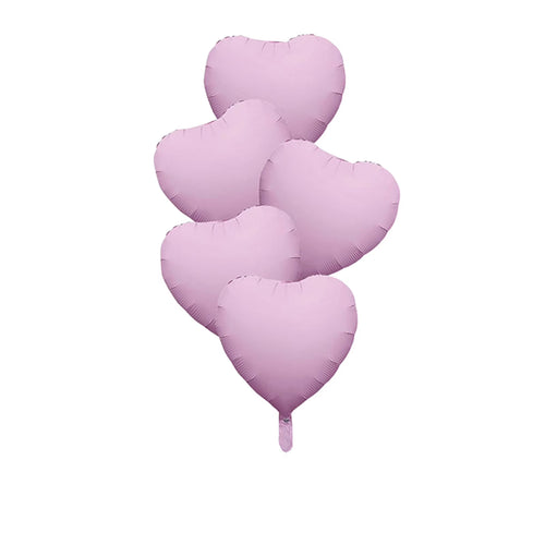18" Pastel 5 Pcs Heart Foil Balloon