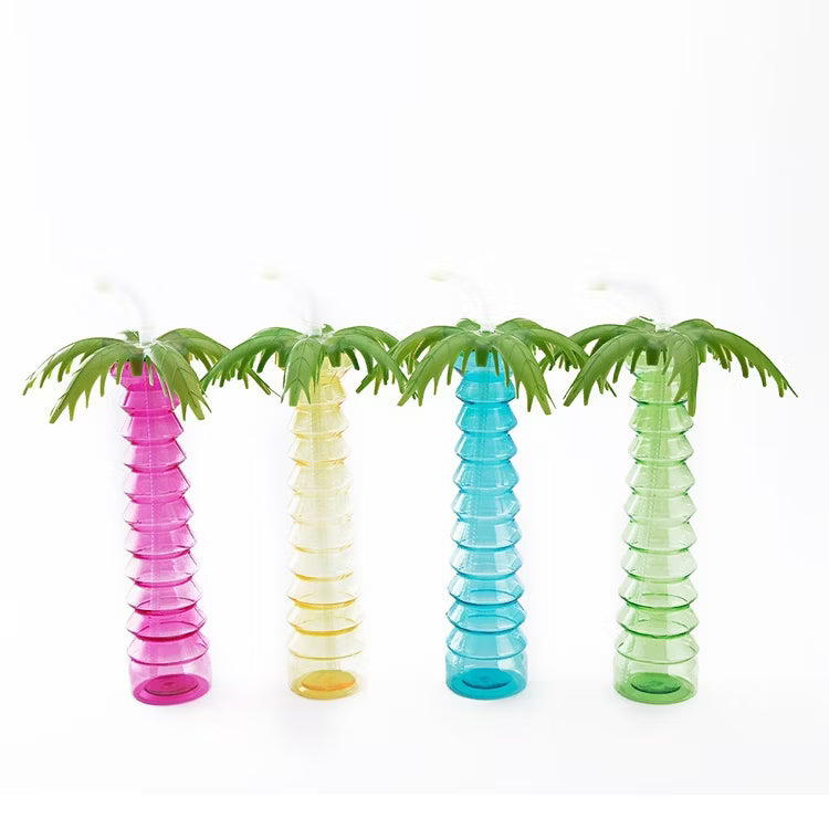 12oz. Palm Tree Plastic Cup with Straw