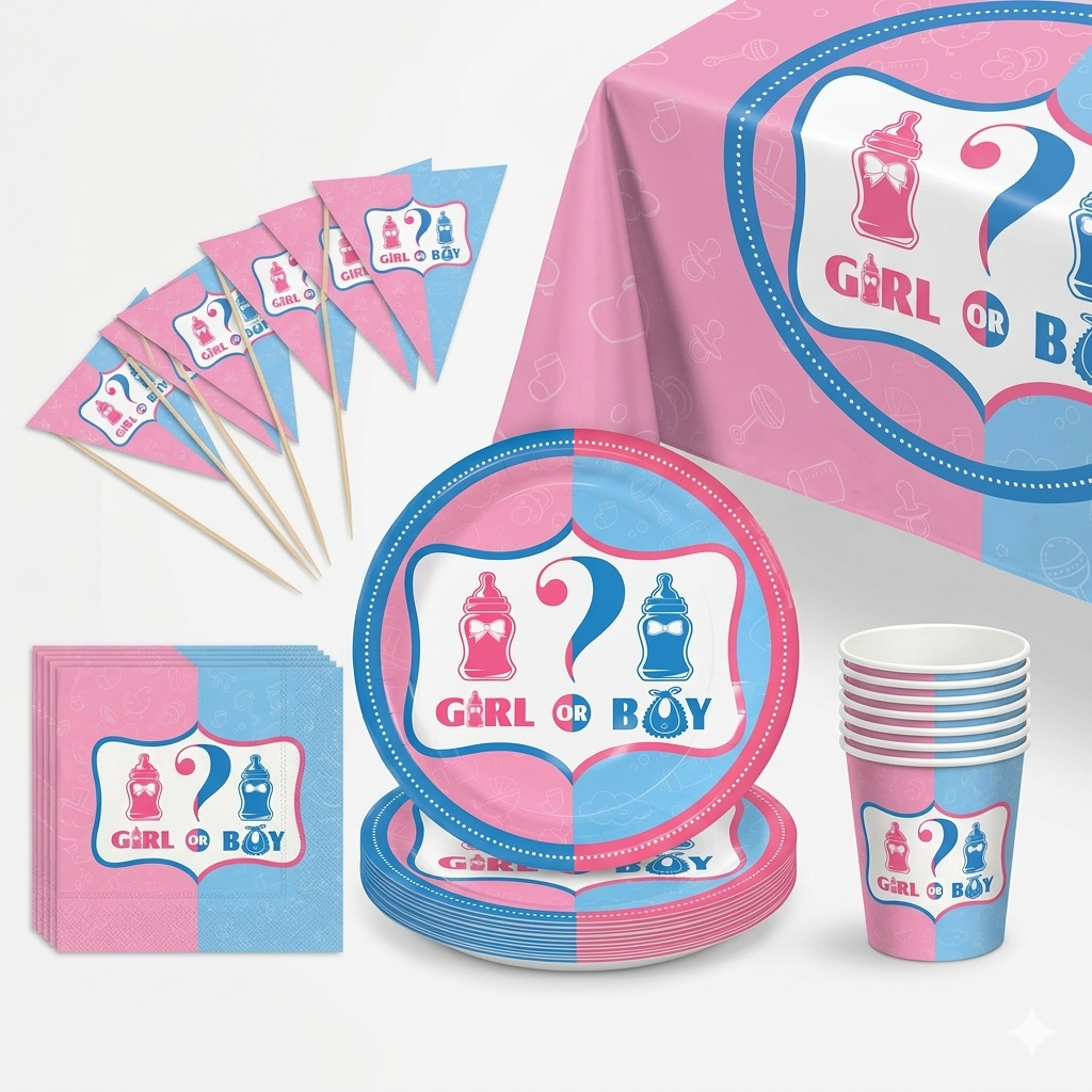 Gender Reveal Party Tableware Set