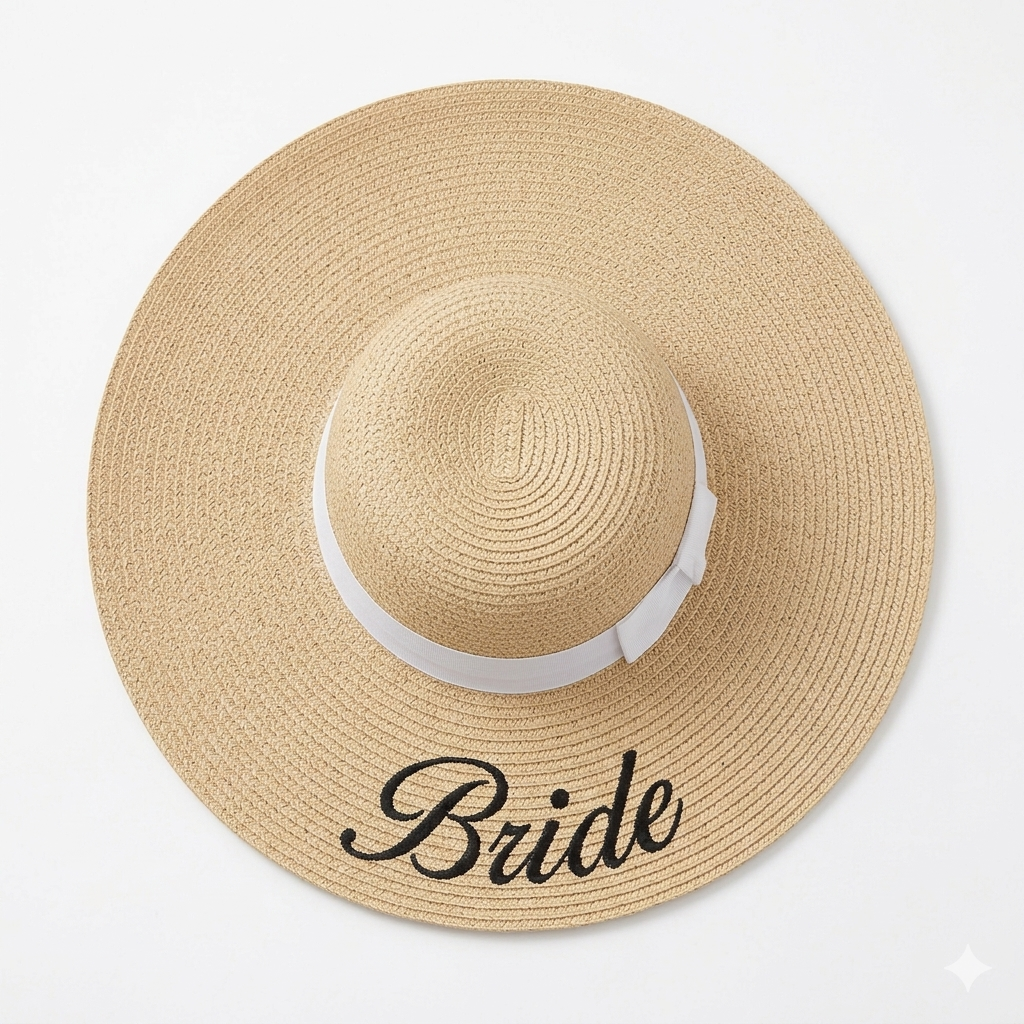 Bride Straw Bucket Hat