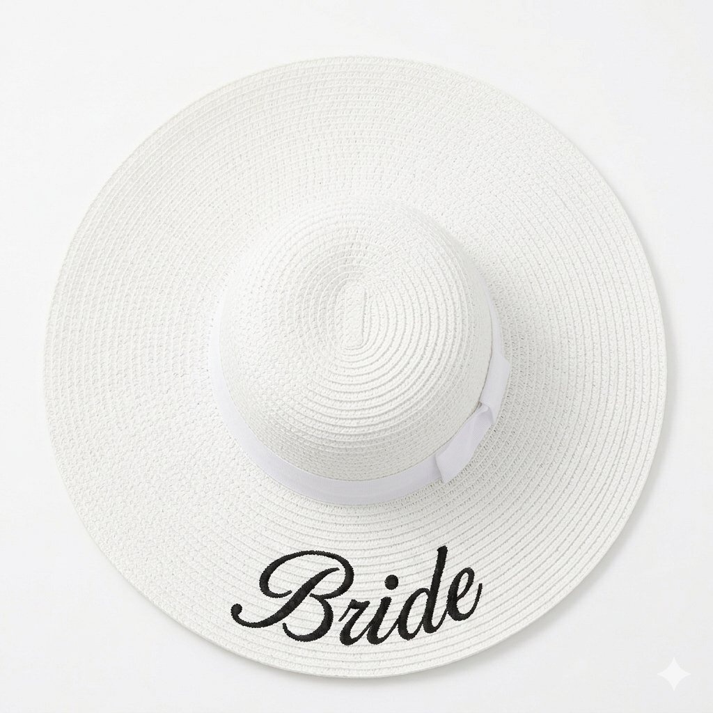 Bride Straw Bucket Hat
