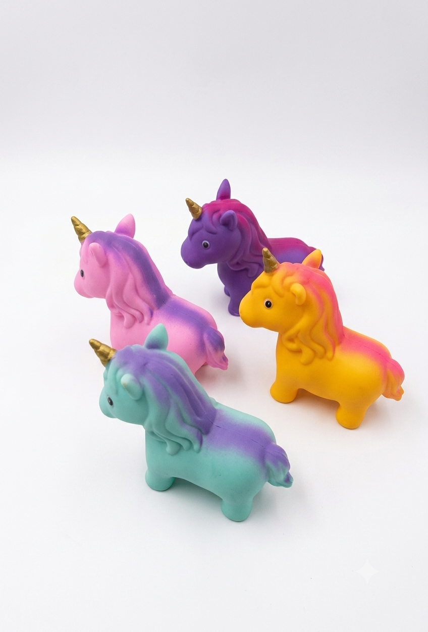 Squishy unicorn squeeze toy assorted pastel colors