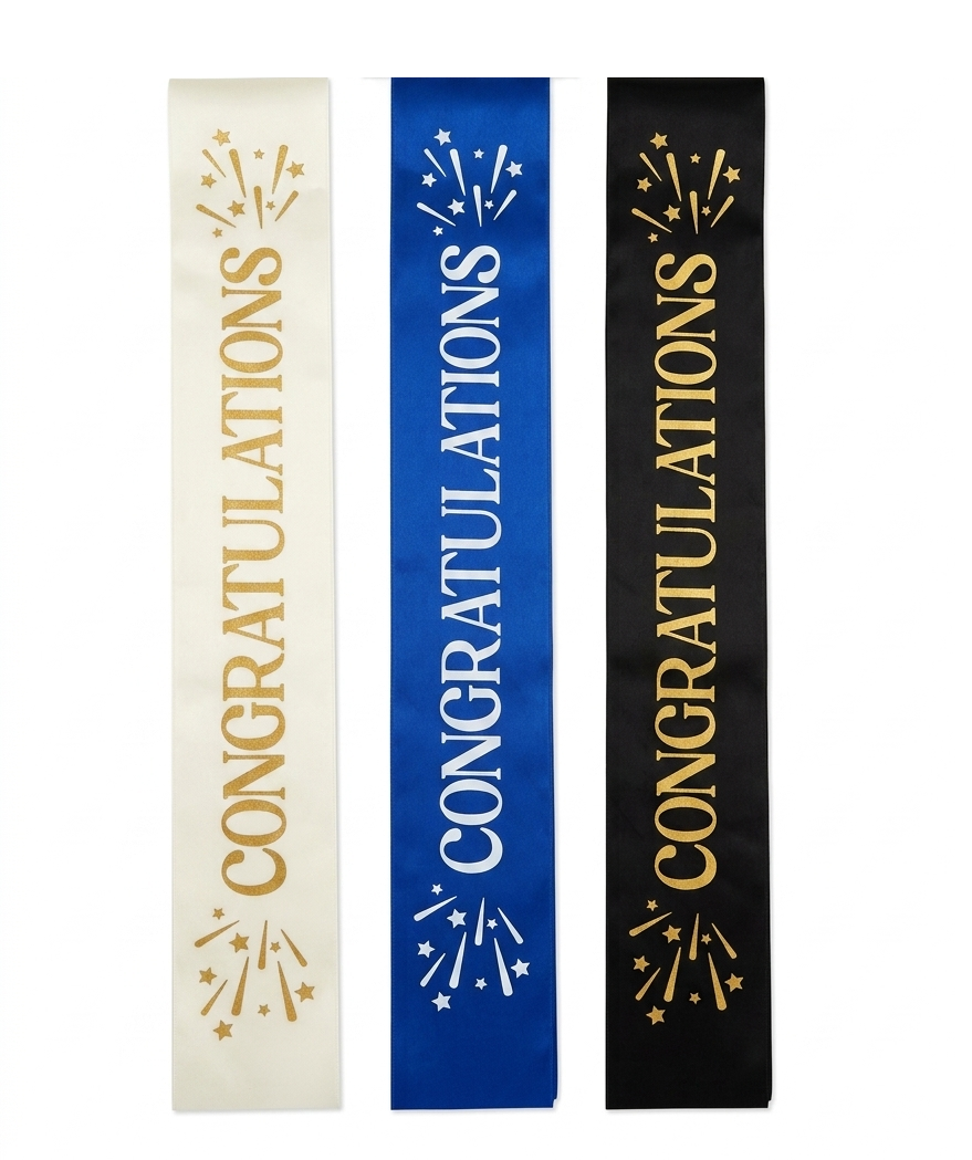 Congratulations Sash – White, Blue & Black