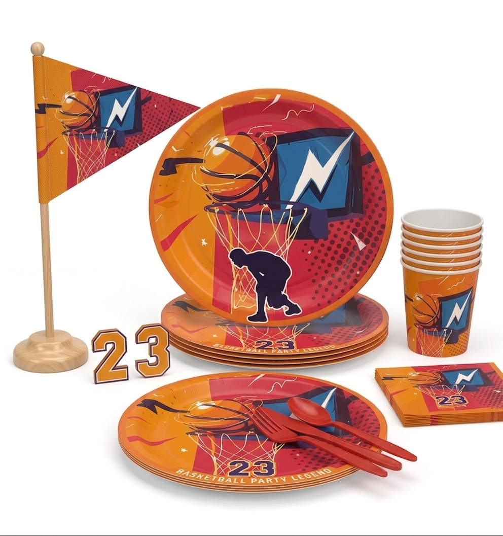 Basketball Themed Birthday Party Tableware Set
