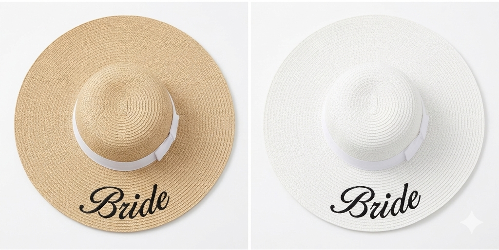 Bride Straw Bucket Hat