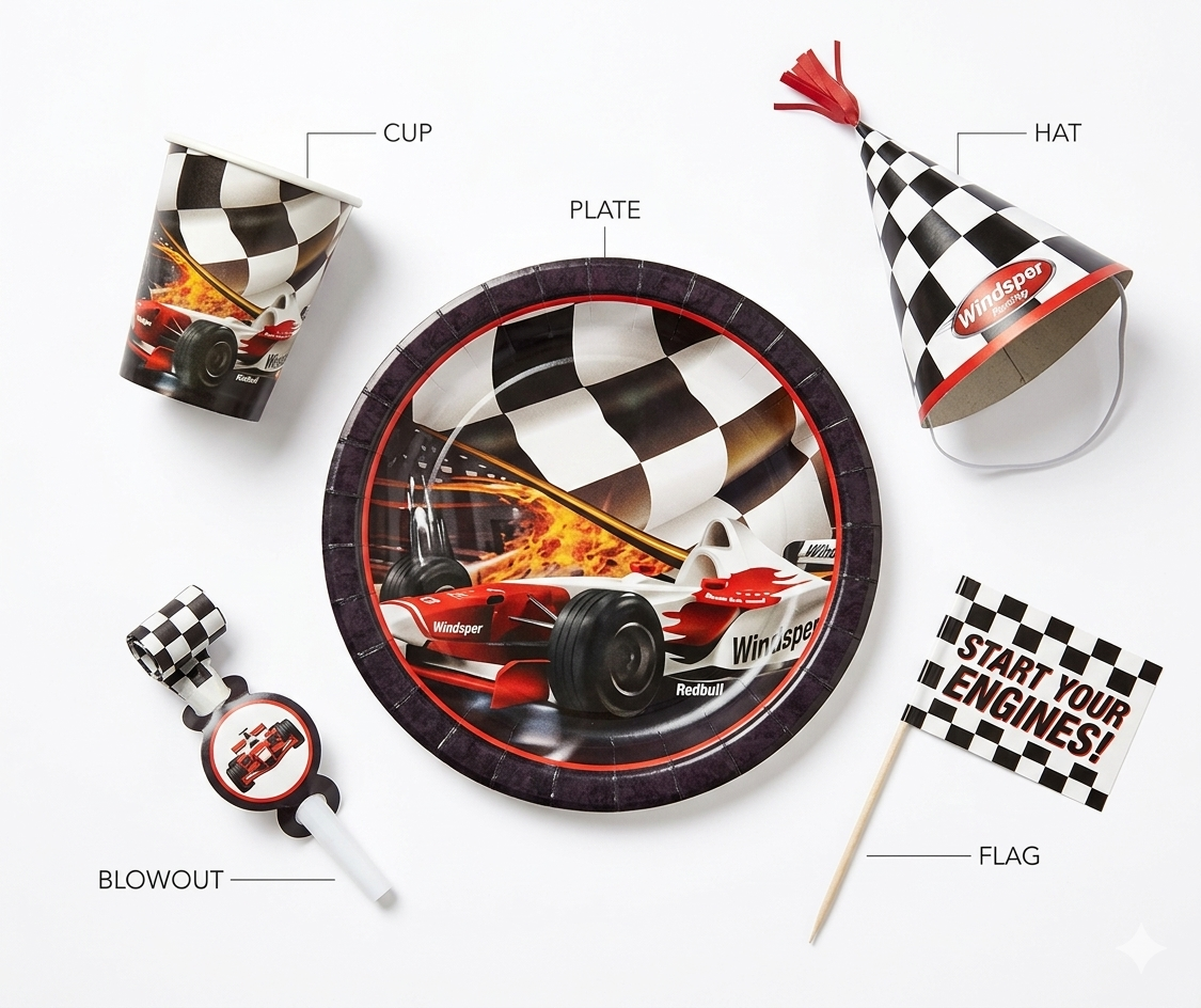 F1 Racing Birthday Party Tableware Set
