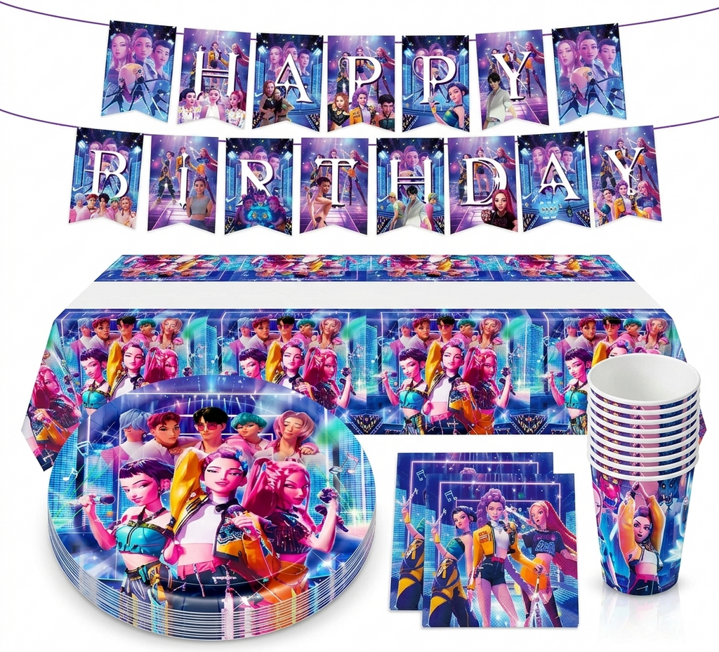 K-Pop Demon Hunters Birthday Party Tableware Set
