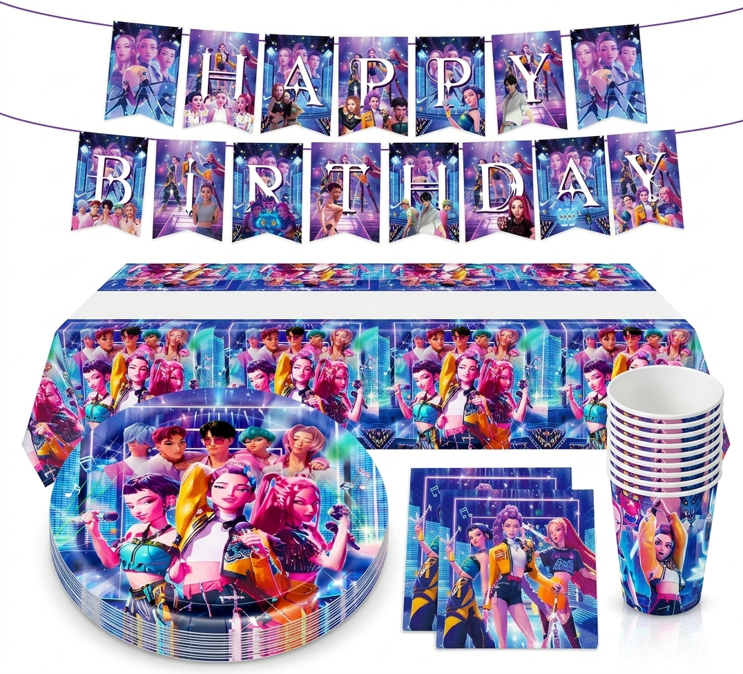 K-Pop Demon Hunters Birthday Party Tableware Set
