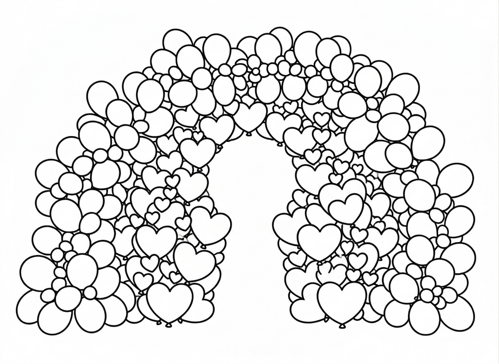 Black and white letter 'N' made up of interconnected heart shapes on a white background