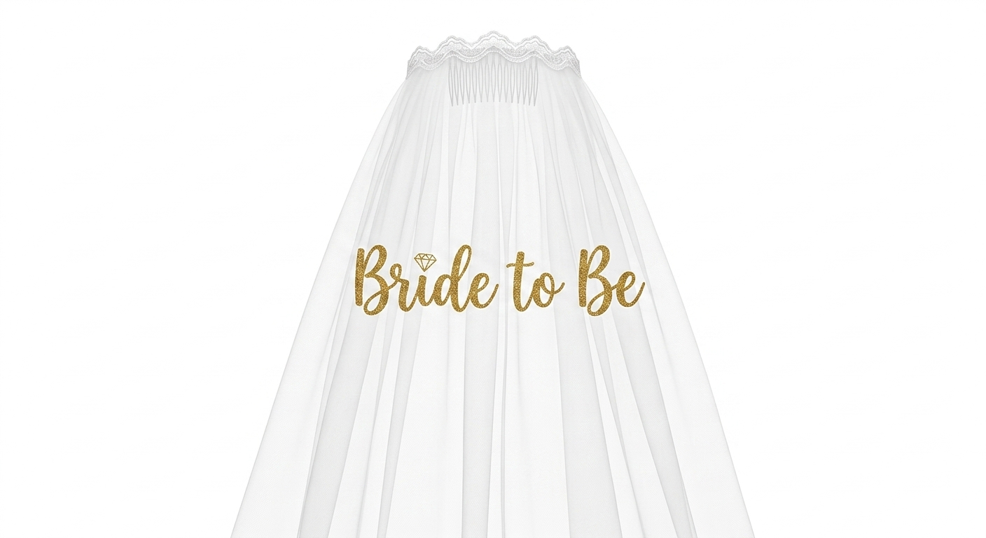 Bride to Be Veil – Gold Glitter Text & Comb