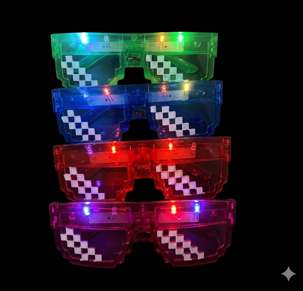 LED Pixel Mosaic Light-Up Glasses – 4 Colors