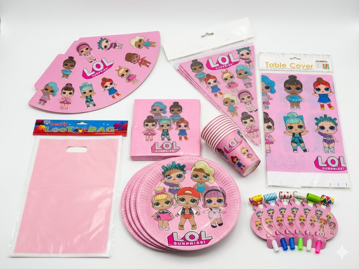 LOL Themed Birthday Party Tableware Set