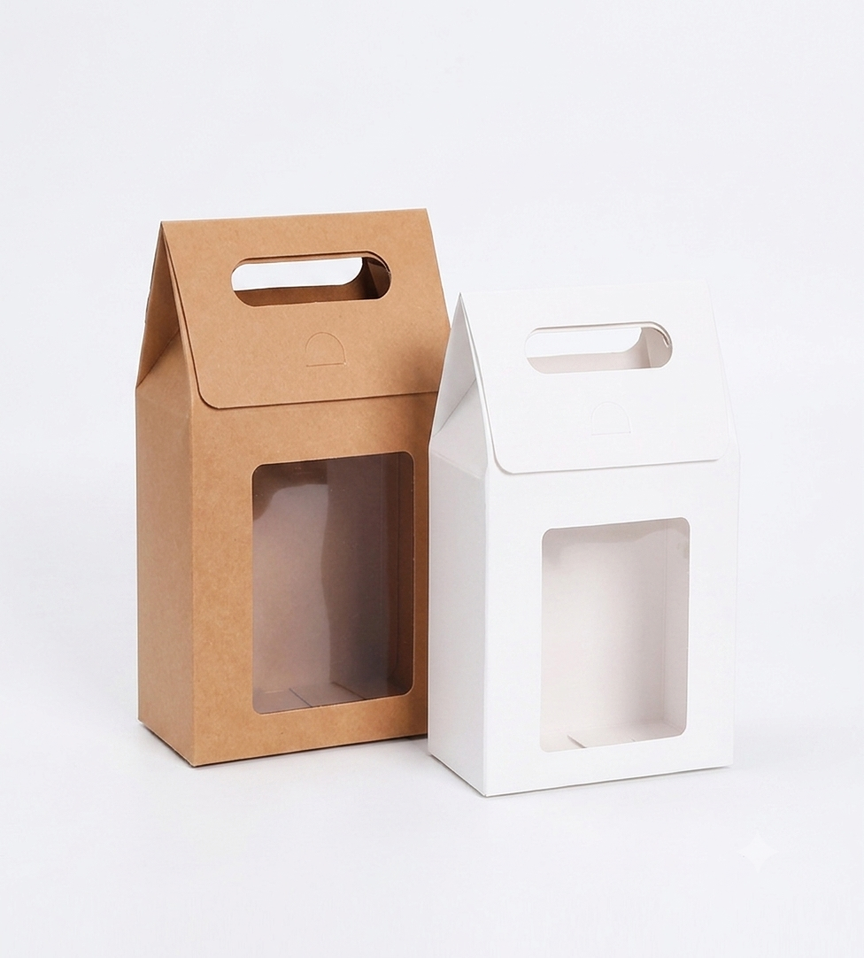Kraft Paper Gift Box with Window & Handle