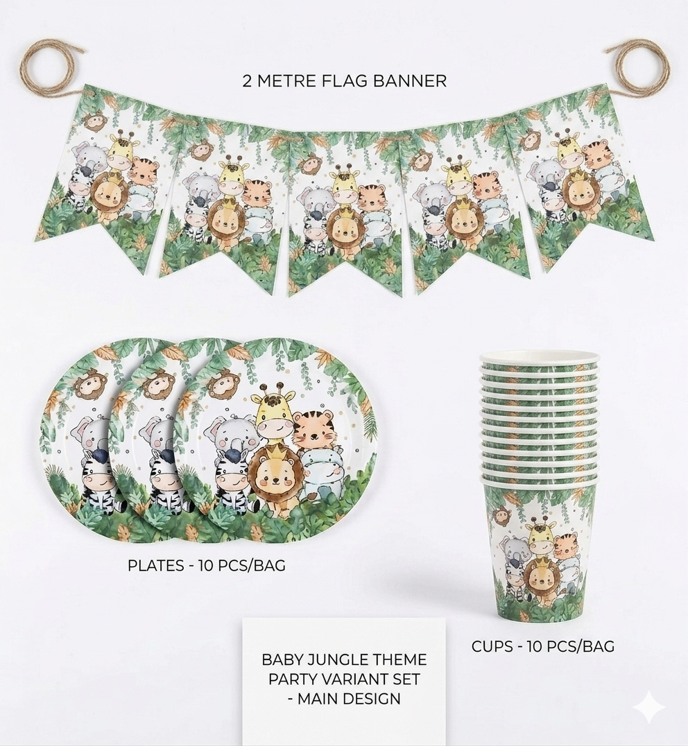 Jungle Themed Birthday Party Tableware Set