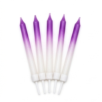 Set of gradient candles in various colors arranged in a grid.