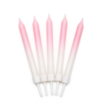 Set of gradient candles in various colors arranged in a grid.