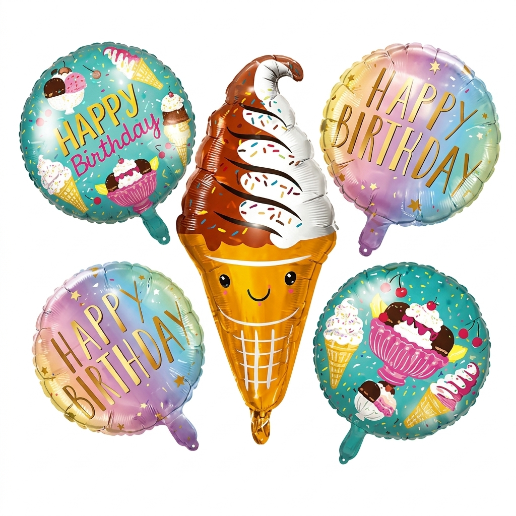 Ice Cream Cone Foil Balloon Set