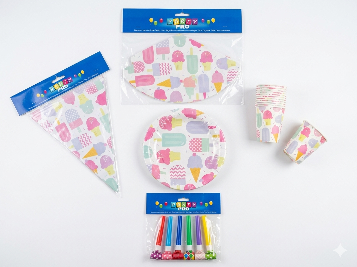 Ice Cream Themed Birthday Party Tableware Set