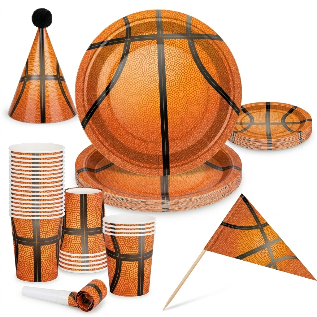 Basketball Themed Birthday Party Tableware Set