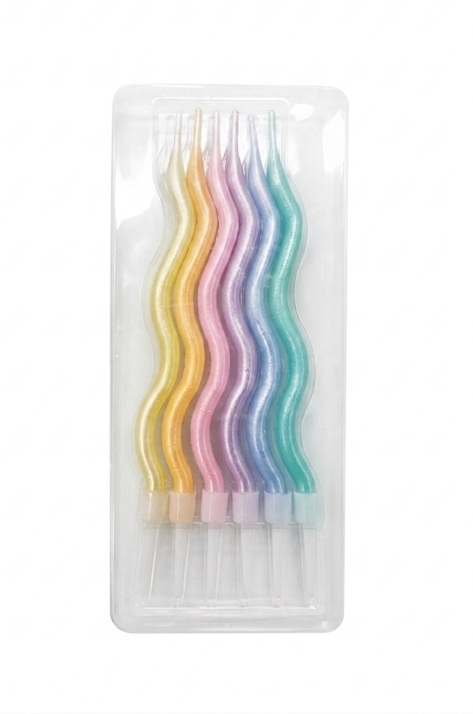 Pastel Wavy Birthday Candles – 6-Piece Set