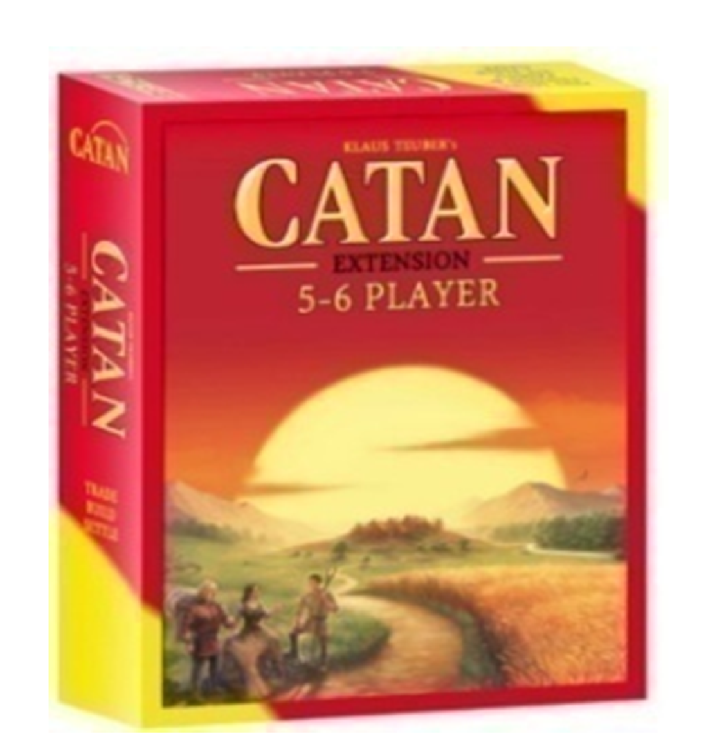 Catan extension box for 5-6 players with sunset and landscape design on a white background