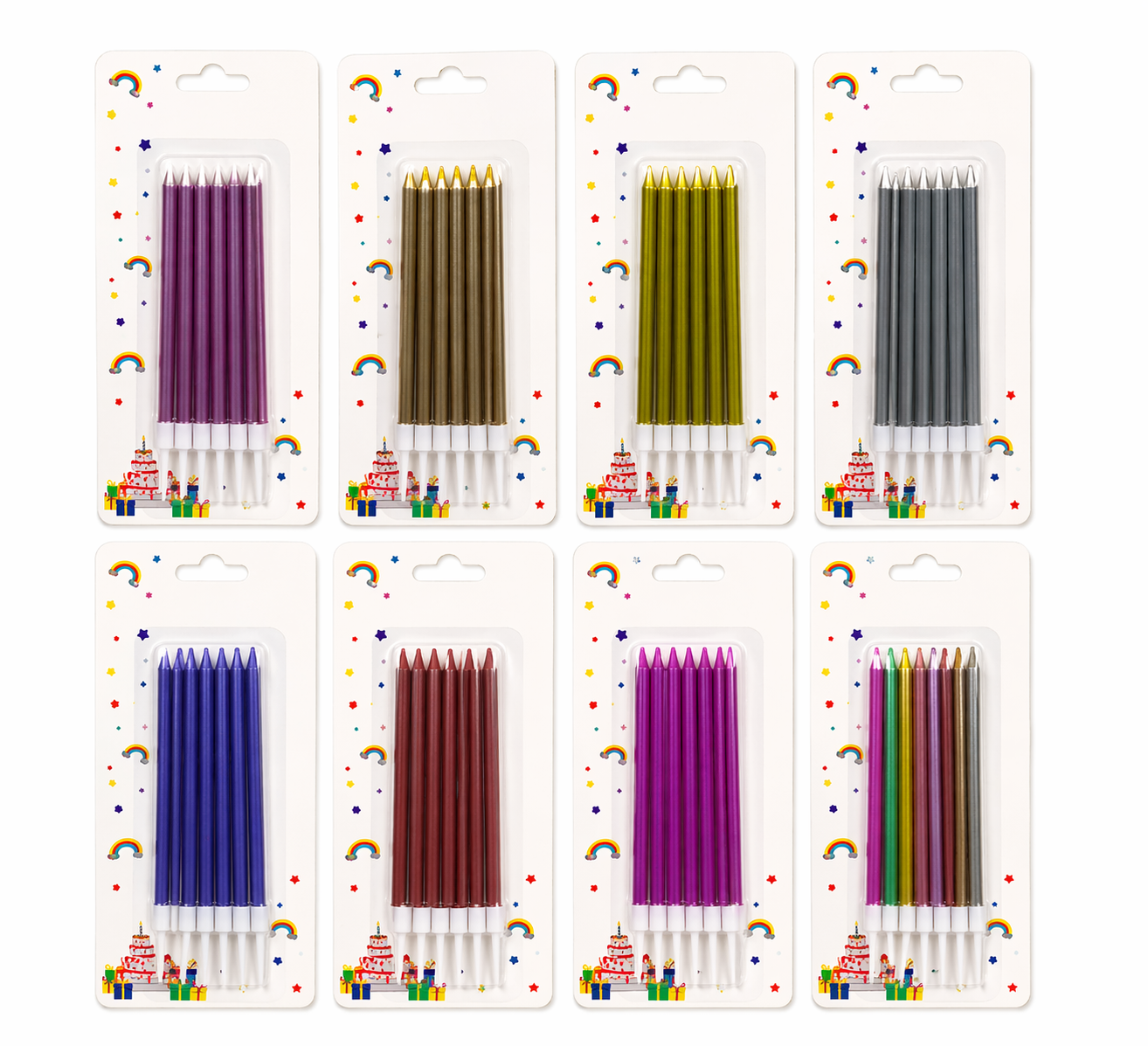 Happy Birthday Metallic Long Cake Candles