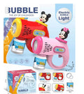 Electric bubble gun with packaging and branding on a white background