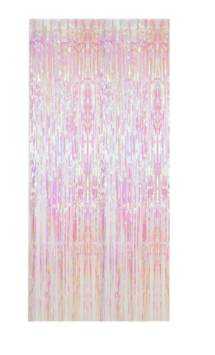 Iridescent Foil Fringe Curtain – Holographic Party Backdrop