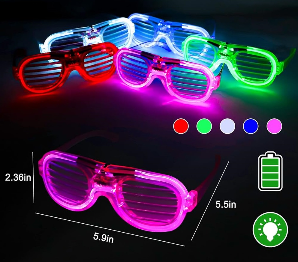 LED Light-Up Shutter Shades – 5 Neon Colors