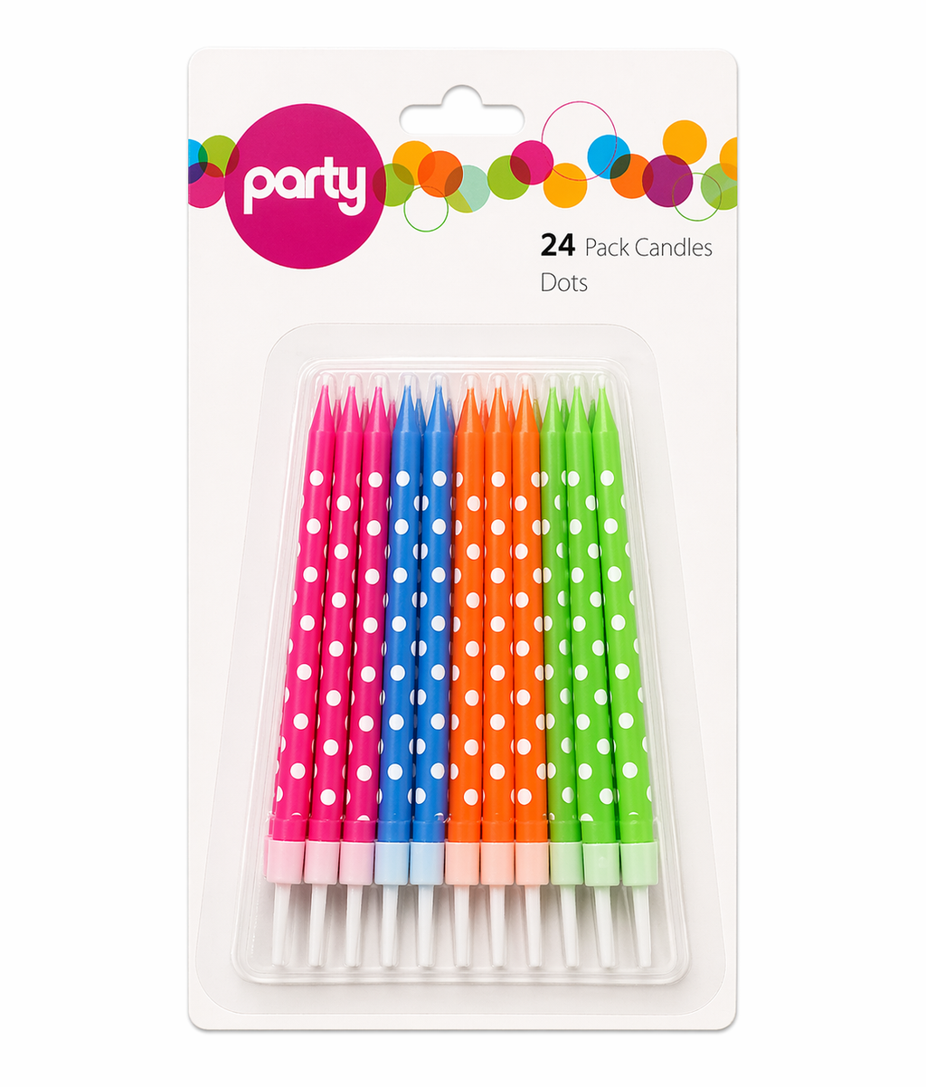 Colored Cake Candles 24 Pieces