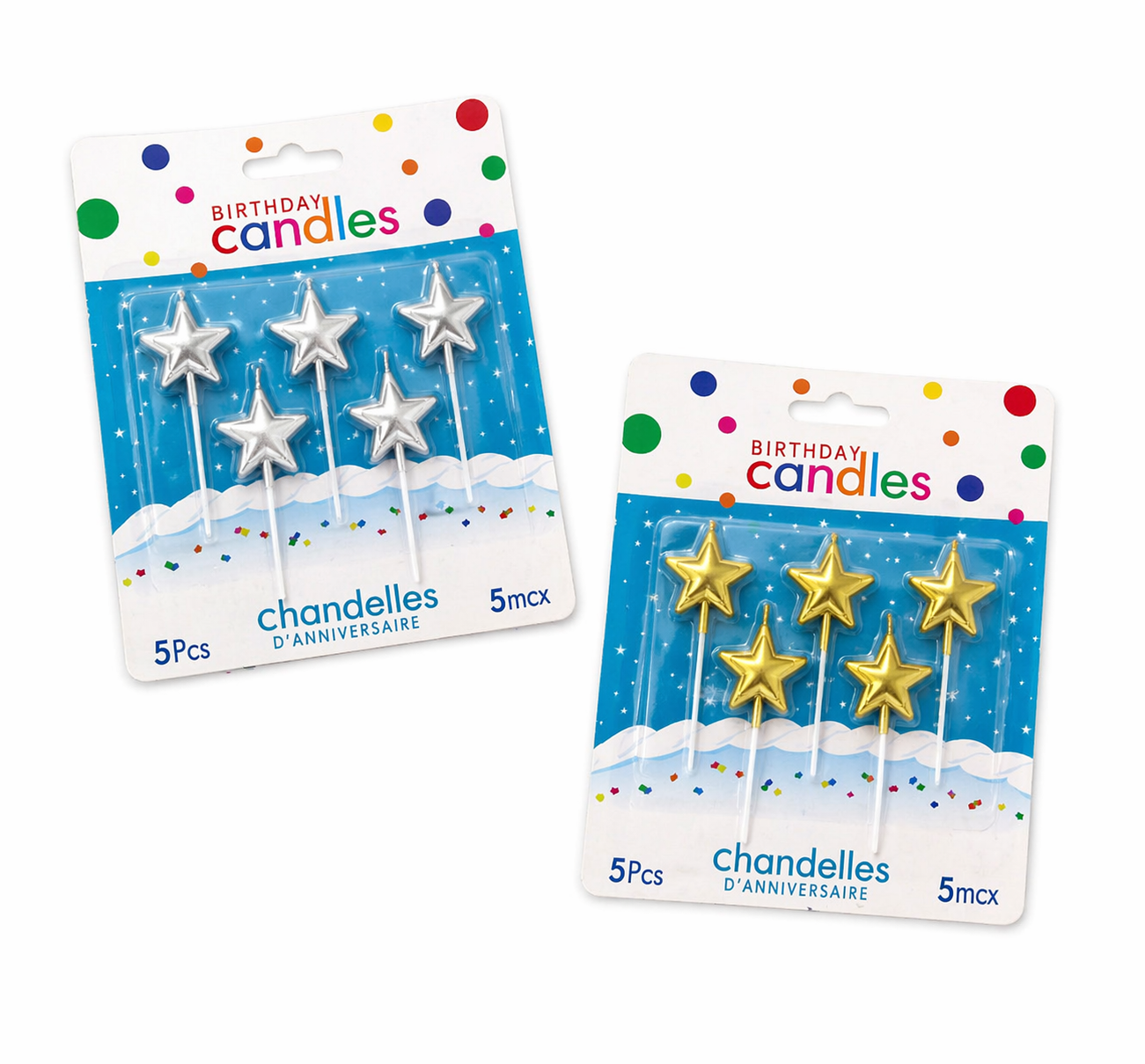 Star-Shaped Cake Candles 5 Pieces