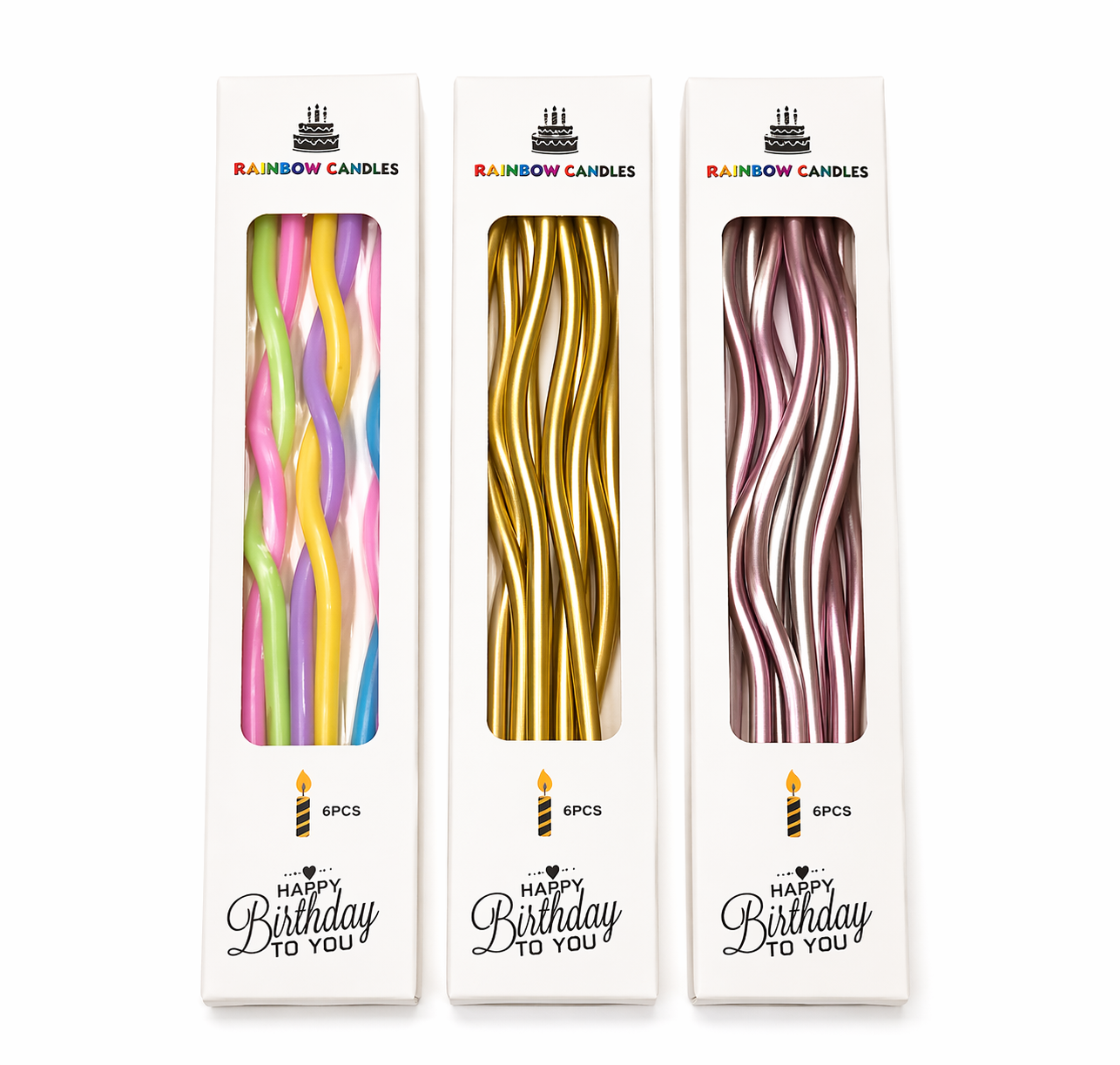 Curvy Spiral Cake Candles 6 Pieces