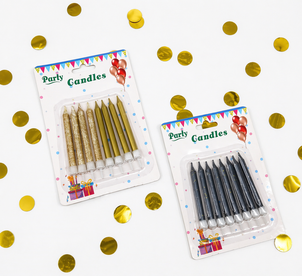 Glitter Birthday Cake Candles 8 Pieces