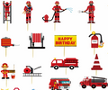 Firefighter Theme Cupcake Toppers Set