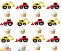 Red & Yellow Excavator Cupcake Toppers Set