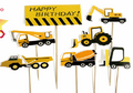 Construction Vehicles Happy Birthday Cake Topper Set
