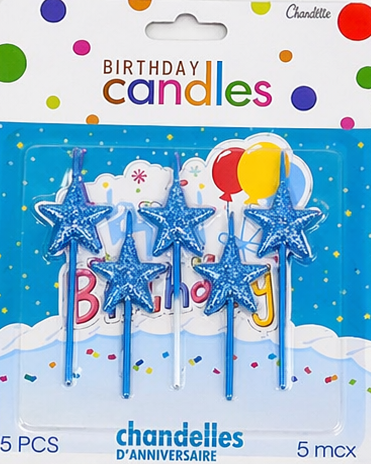 Star Birthday Cake Candles 5 Pieces