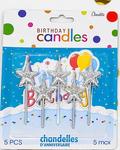 Star Birthday Cake Candles 5 Pieces