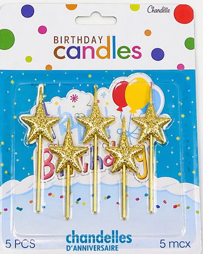 Star Birthday Cake Candles 5 Pieces