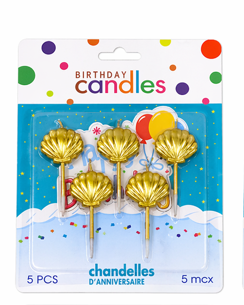 Sea Shell Birthday Cake Candles 5 Pieces
