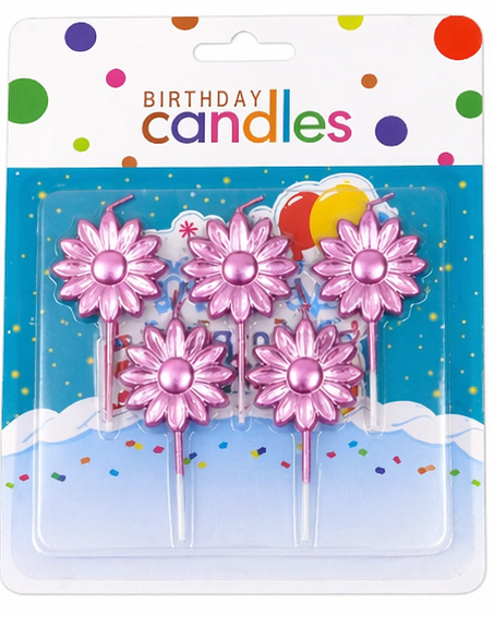 Flower Birthday Cake Candles 5 Pieces
