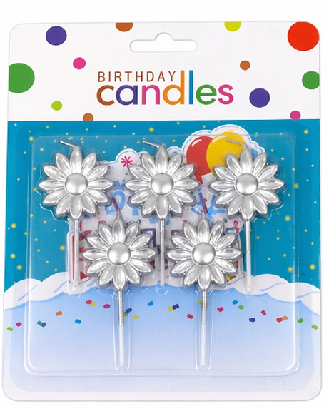 Flower Birthday Cake Candles 5 Pieces